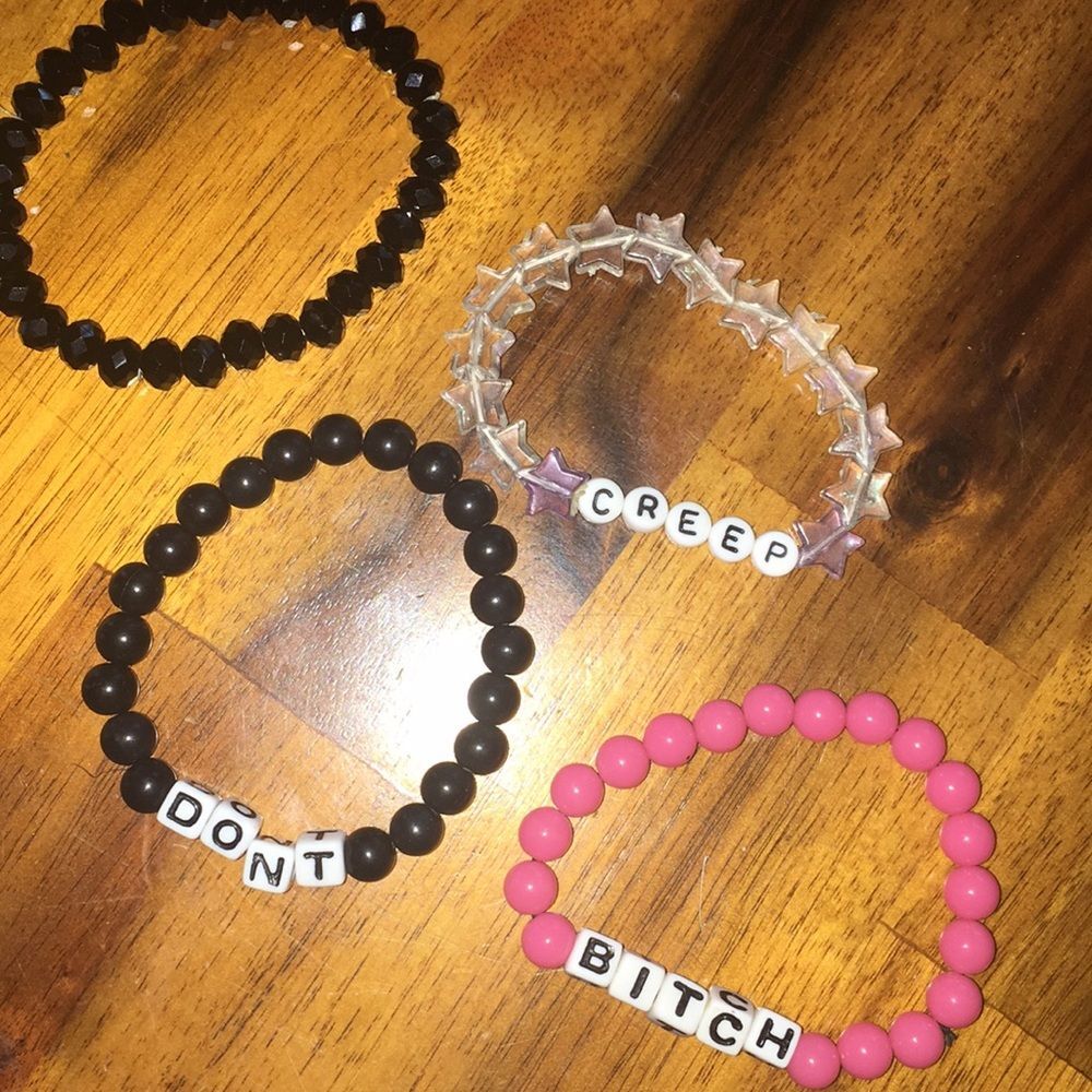 Plastic Bead Rave Kandi Bracelets 4Pcs